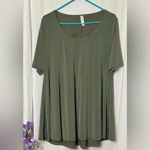 LuLaRoe Olive Green Women's Perfect T Tunic Top Size Large
